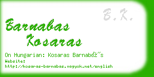 barnabas kosaras business card